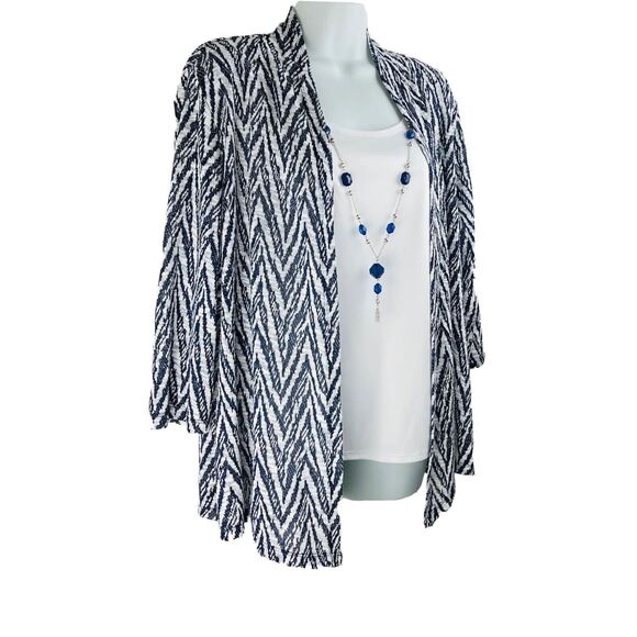 Alfred Dunner Women’s Size 12 Open Front Cardigan Shell & Necklace 3 Piece Set - Picture 2 of 12